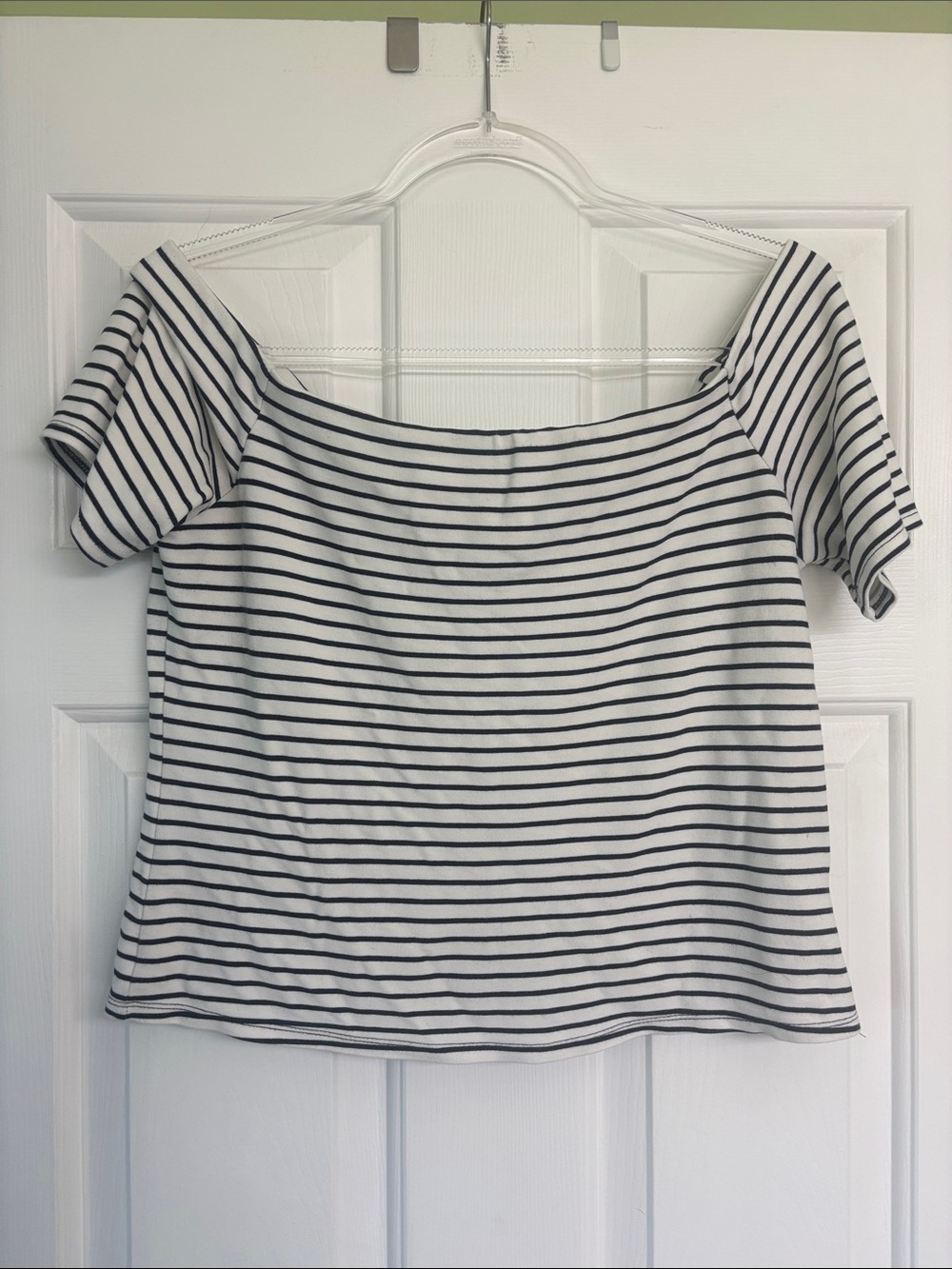 H&M navy and white stripe off the shoulder